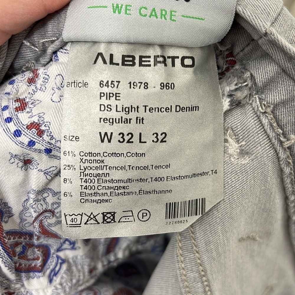 Alberto Mens Light Tencel Denim Regular Fit‎ Gray W 32 L 30 - Picture 6 of 9